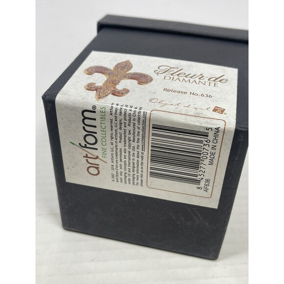 New In Box Art Form Fluer De Lis Dimante Rhinestone Trinket Box 3" - Picture 7 of 7